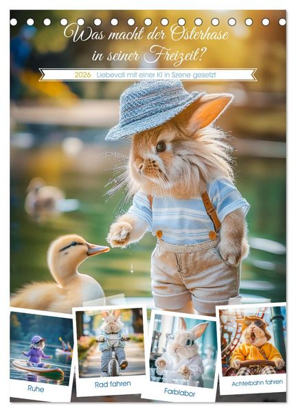 Produktbild: Was macht der Osterhase in seiner Freizeit (Tischkalender 2026 DIN A5 hoch), CALVENDO Monatskalender