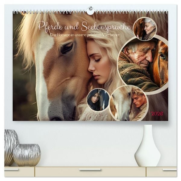 Produktbild: Pferde und Seelenspr&uuml;che (hochwertiger Premium Wandkalender 2026 DIN A2 quer), Kunstdruck in Hochglanz