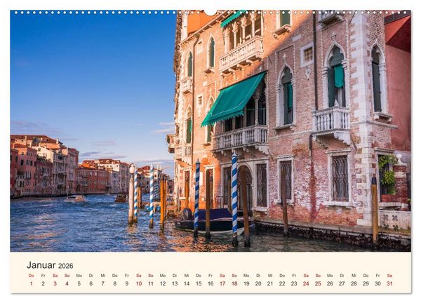 Produktbild: Venedig bei Tag und Nacht (hochwertiger Premium Wandkalender 2026 DIN A2 quer), Kunstdruck in Hochglanz