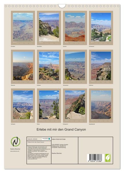 Produktbild: Erlebe mit mir den Grand Canyon (Wandkalender 2026 DIN A3 hoch), CALVENDO Monatskalender