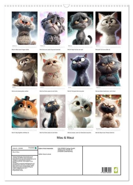 Produktbild: Miau & Mauz (Wandkalender 2026 DIN A2 hoch), CALVENDO Monatskalender