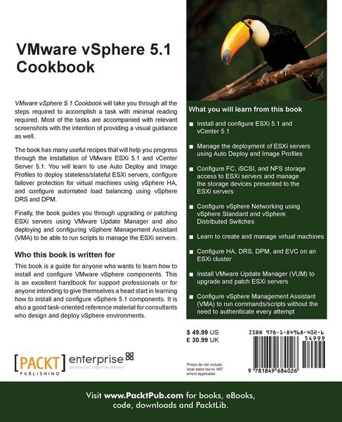Produktbild: Vmware Vsphere 5.1 Cookbook