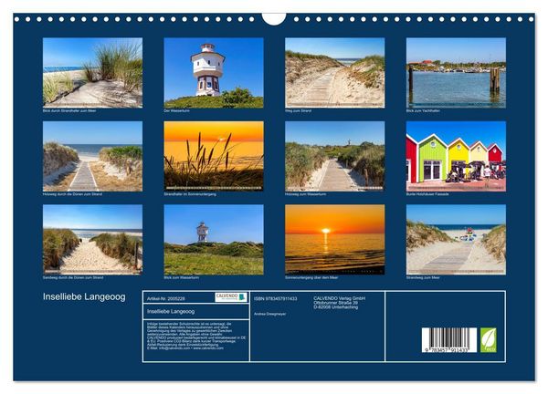 Produktbild: Inselliebe Langeoog (Wandkalender 2026 DIN A3 quer), CALVENDO Monatskalender