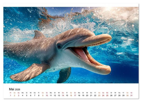 Produktbild: Delfine - ein Jahr voller Meer (Tischkalender 2026 DIN A5 quer), CALVENDO Monatskalender