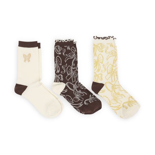 Produktbild: Socken 3er Set &bdquo;Lebkuchen & Schleife&ldquo;, Gr. 36-41