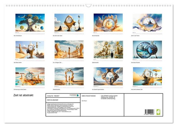 Produktbild: Zeit ist abstrakt (Wandkalender 2026 DIN A2 quer), CALVENDO Monatskalender