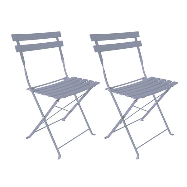 HTI-Living Gartenstuhl 2er-Set Basil Metall Grau Gartenstuhl 2er-Set Basil Metall Grau