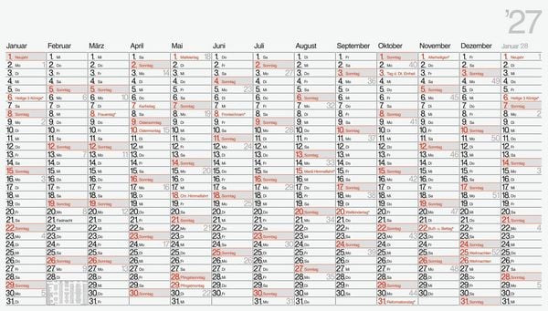 rido/idé 7033690007 Plakatkalender Mod. young design XL 2027 1390×790 mm