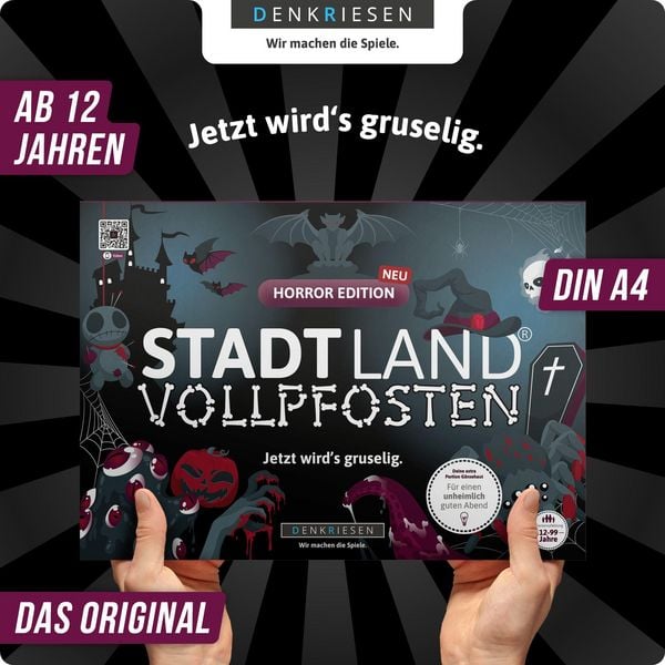 Produktbild: DENKRIESEN - STADT LAND VOLLPFOSTEN&reg; - HORROR EDITION - "Jetzt wird&rsquo;s gruselig." - A4