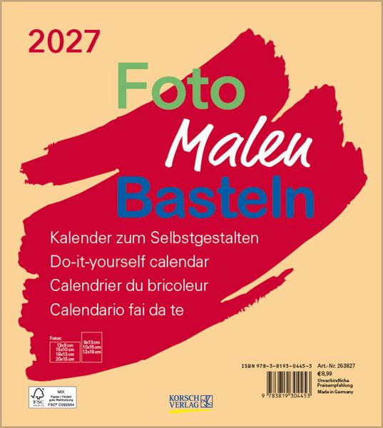 Produktbild: Foto-Malen-Basteln Bastelkalender beige 2027