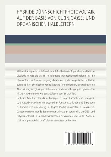 Produktbild: Hybride D&uuml;nnschichtphotovoltaik auf der Basis von Cu(In,Ga)Se2 und organischen Halbleitern