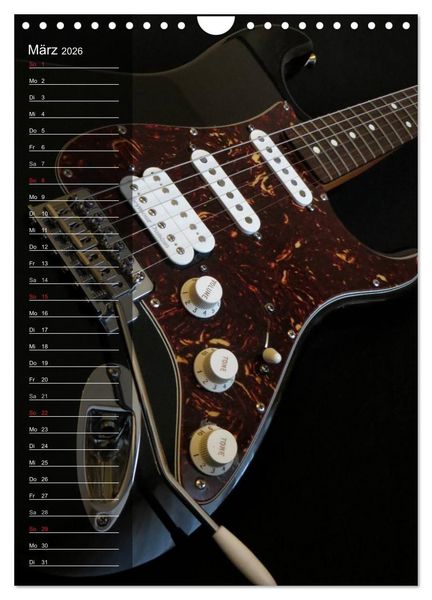 Produktbild: ROCKGITARREN in Szene gesetzt / Geburtstagskalender (Wandkalender 2026 DIN A4 hoch), CALVENDO Monatskalender