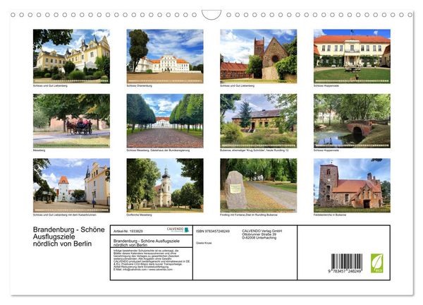 Produktbild: Brandenburg - Sch&ouml;ne Ausflugsziele n&ouml;rdlich von Berlin (Wandkalender 2026 DIN A3 quer), CALVENDO Monatskalender