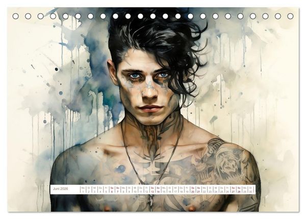 Produktbild: Tattoo trifft Kunst (Tischkalender 2026 DIN A5 quer), CALVENDO Monatskalender