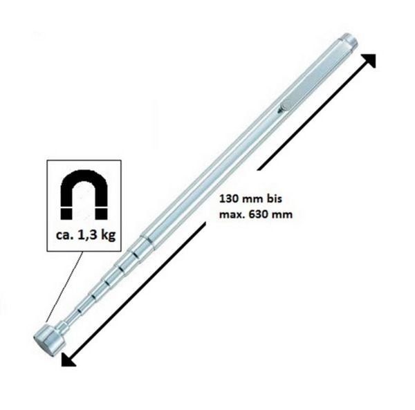 Produktbild: TOOLCRAFT TO-6541704 Magnetheber in Stiftform ausziehbar 130 - 630 mm 1,3 kg Hebekraft Magnetheber