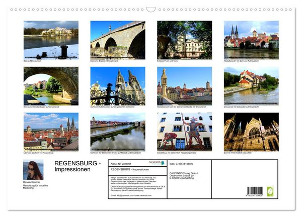 Produktbild: REGENSBURG - Impressionen (Wandkalender 2026 DIN A2 quer), CALVENDO Monatskalender