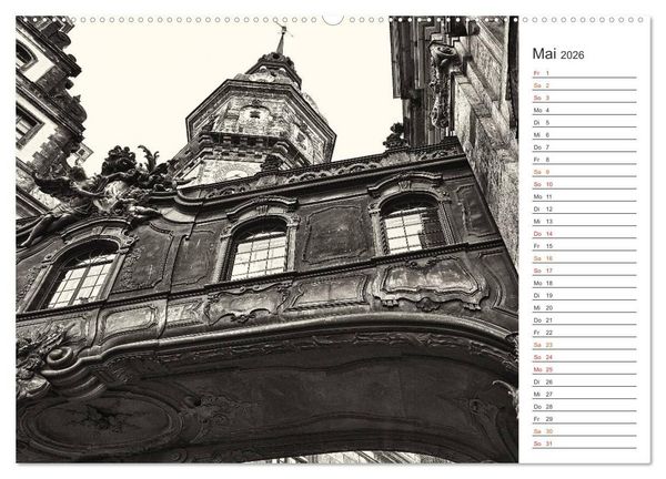 Produktbild: Dresden Schwarz-Wei&szlig; (Wandkalender 2026 DIN A2 quer), CALVENDO Monatskalender