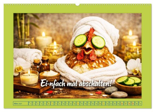 Produktbild: Ei-n Jahr voller Spa&szlig;! - Humor, Herz und H&uuml;hnerei (hochwertiger Premium Wandkalender 2027 DIN A2 quer), Kunstdruck in Hochglanz