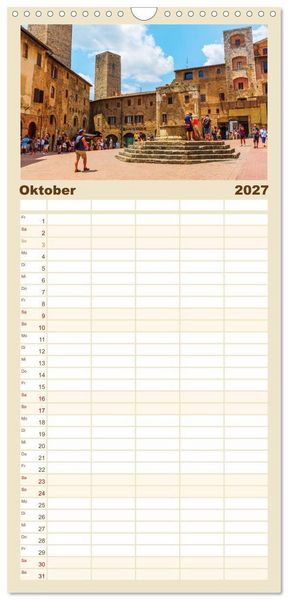 Produktbild: Familienplaner 2027 - San Gimignano, die Stadt der T&uuml;rme mit 5 Spalten (Wandkalender, 21 x 45 cm) CALVENDO