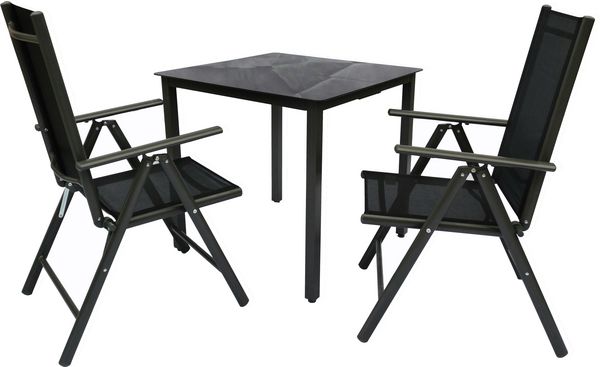 Produktbild: 3 tlg Alu Glas Gartenset Tisch Sitzgruppe 80SW