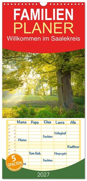 Produktbild: Familienplaner 2027 - Willkommen im Saalekreis mit 5 Spalten (Wandkalender, 21 x 45 cm) CALVENDO