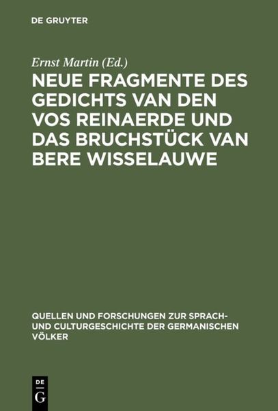 Produktbild: Neue Fragmente des Gedichts Van den Vos Reinaerde und das Bruchst&uuml;ck Van Bere Wisselauwe