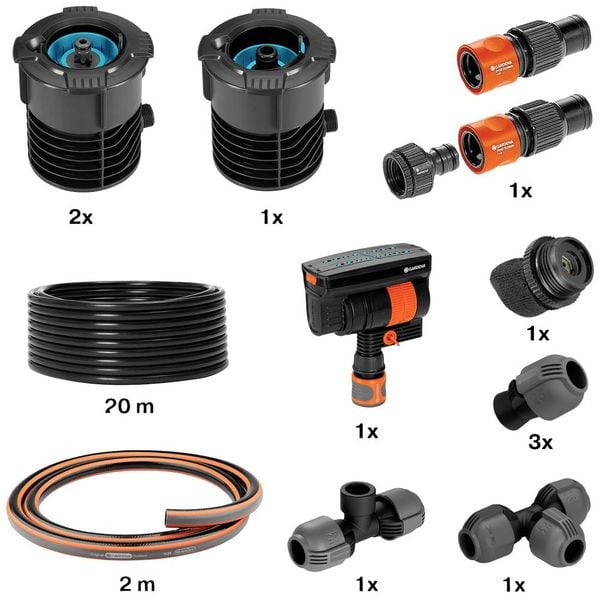 GARDENA Sprinklersystem Komplett-Set Pipeline Viereckregner 08274-34