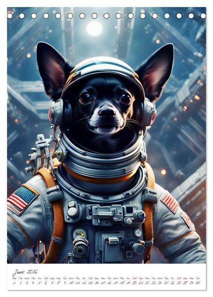 Produktbild: Chihuahua Adventure in Space (Desk Calendar 2026 DIN A5 portrait), CALVENDO 12 Month DeskCalendar