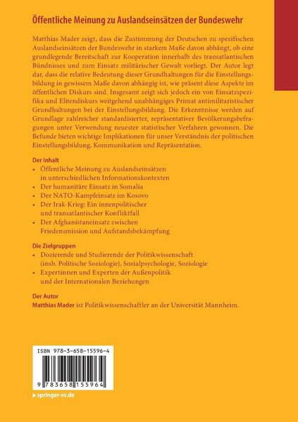 Produktbild: &Ouml;ffentliche Meinung zu Auslandseins&auml;tzen der Bundeswehr