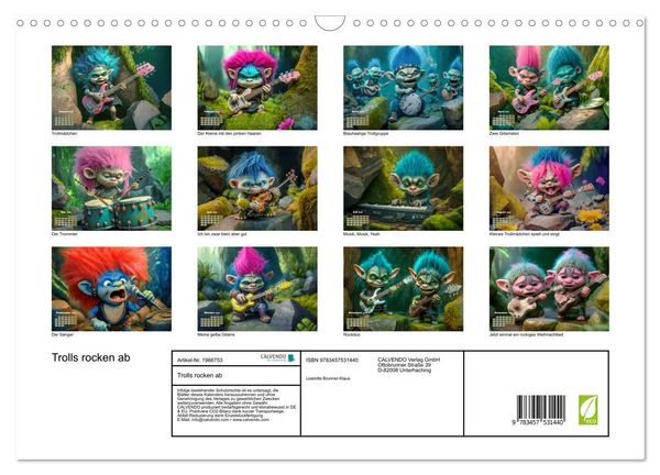 Produktbild: Trolls rocken ab (Wandkalender 2026 DIN A3 quer), CALVENDO Monatskalender