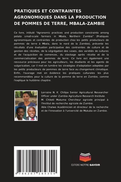 Produktbild: PRATIQUES ET CONTRAINTES AGRONOMIQUES DANS LA PRODUCTION DE POMMES DE TERRE, MBALA-ZAMBIE