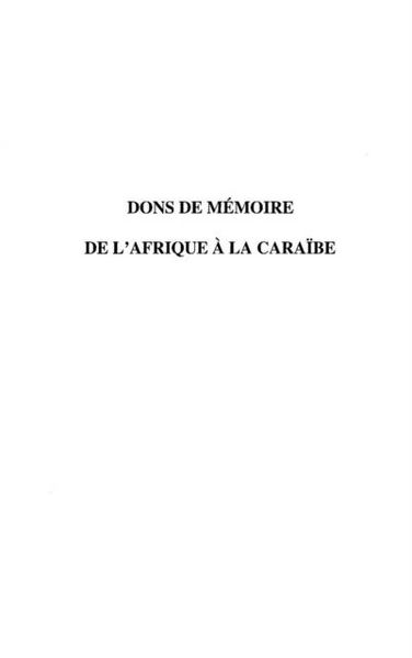 Produktbild: Dons de memoire de l'afrique ala caraib