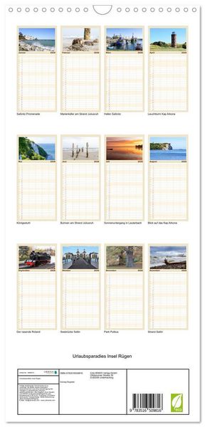 Produktbild: Familienplaner 2026 - Urlaubsparadies Insel R&uuml;gen mit 5 Spalten (Wandkalender, 21 x 45 cm) CALVENDO