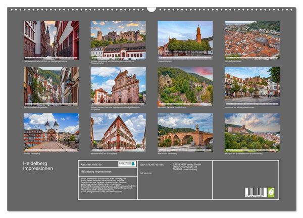 Produktbild: Heidelberg Impressionen (Wandkalender 2026 DIN A2 quer), CALVENDO Monatskalender