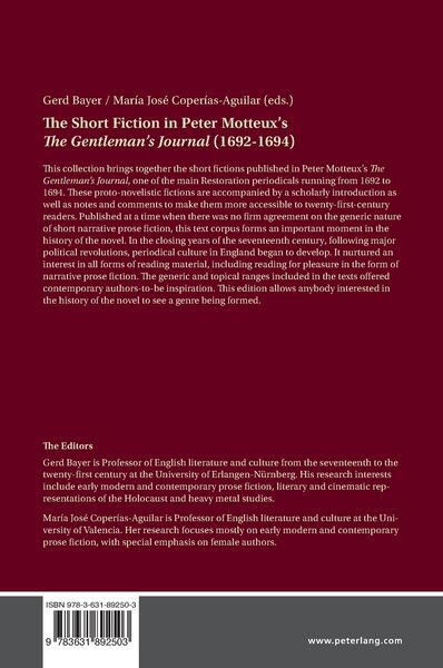 Produktbild: The Short Fiction in Peter Motteux&rsquo;s &laquo;The Gentleman&rsquo;s Journal&raquo; (1692-1694)