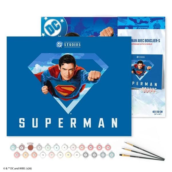 Malen nach Zahlen Superman mit S-Schild Auf Keilrahmen gespannt