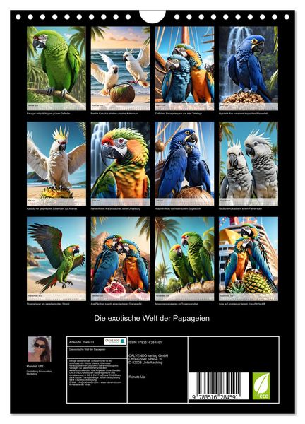Produktbild: Die exotische Welt der Papageien (Wandkalender 2026 DIN A4 hoch), CALVENDO Monatskalender