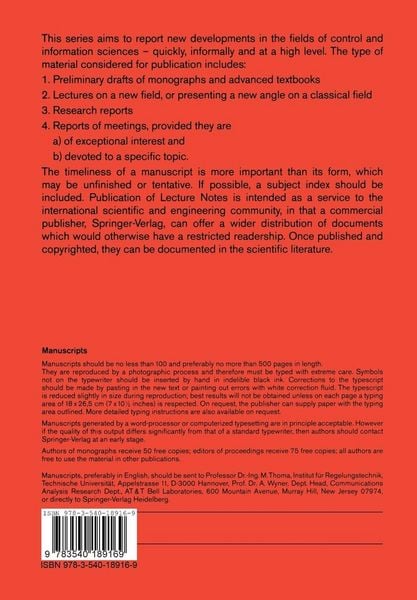 Produktbild: Structural Analysis and Design of Multivariable Control Systems