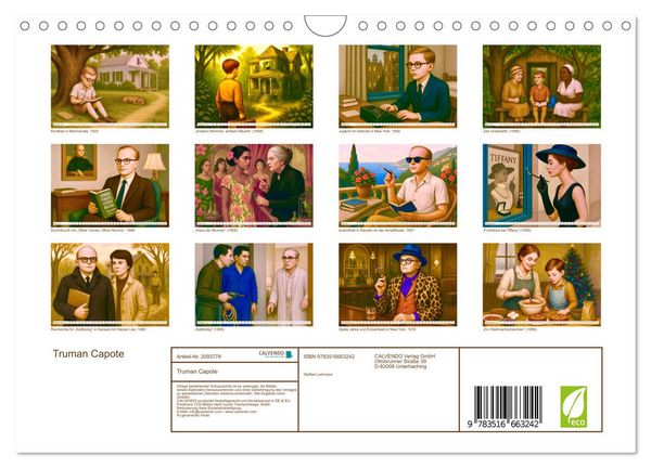 Produktbild: Truman Capote (Wandkalender 2026 DIN A4 quer), CALVENDO Monatskalender