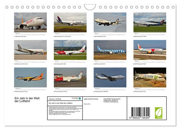 Produktbild: Ein Jahr in der Welt der Luftfahrt (Wandkalender 2026 DIN A4 quer), CALVENDO Monatskalender