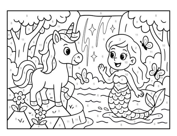 Produktbild: Malen nach Zahlen Einhorn Malbuch f&uuml;r Kinder ab 5&ndash;7 Jahren