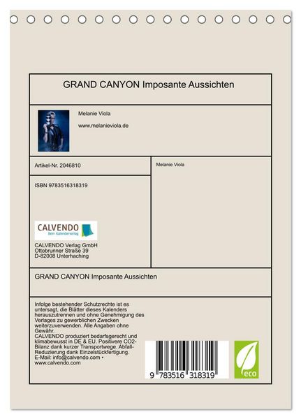 Produktbild: GRAND CANYON Imposante Aussichten (Tischkalender 2026 DIN A5 hoch), CALVENDO Monatskalender