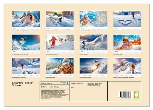 Produktbild: Skifahren - endlich Schnee (hochwertiger Premium Wandkalender 2026 DIN A2 quer), Kunstdruck in Hochglanz