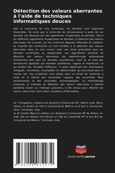 Produktbild: D&eacute;tection des valeurs aberrantes &agrave; l'aide de techniques informatiques douces