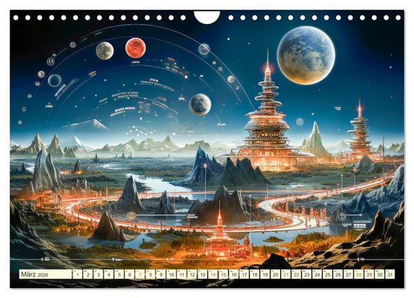 Produktbild: Futuristische Lebens Welten (Wandkalender 2026 DIN A4 quer), CALVENDO Monatskalender