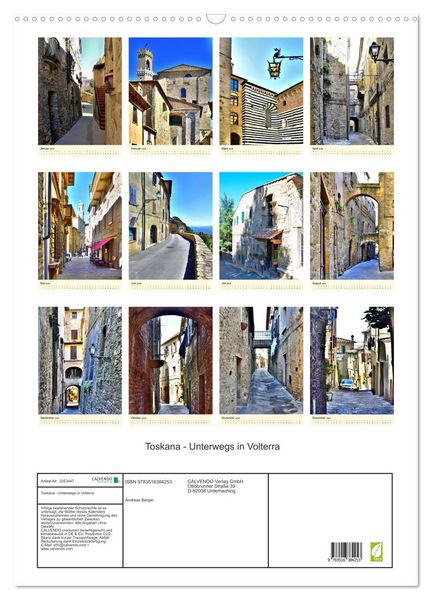 Produktbild: Toskana - Unterwegs in Volterra (Wandkalender 2026 DIN A2 hoch), CALVENDO Monatskalender