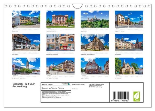 Produktbild: Eisenach - zu F&uuml;&szlig;en der Wartburg (Wandkalender 2026 DIN A4 quer), CALVENDO Monatskalender