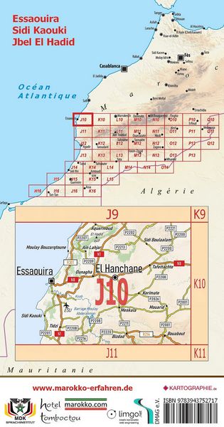 Produktbild: J10: Essaouira - Sidi Kaouki - Jbel El Hadid + Altstadtplan Essaouira