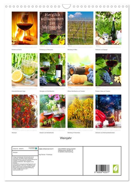 Produktbild: Weinjahr (Wandkalender 2026 DIN A3 hoch), CALVENDO Monatskalender