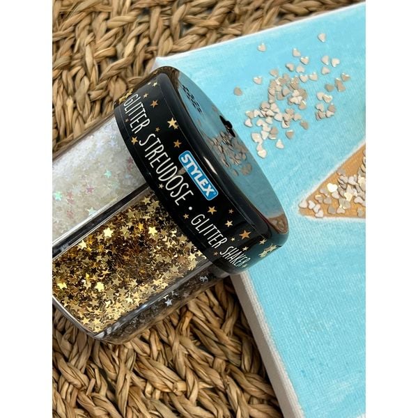 Produktbild: Stylex Glitter-Streudeko, Herzen und Sterne in Streudose, zum Basteln und Verzieren